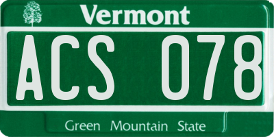 VT license plate ACS078