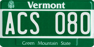 VT license plate ACS080