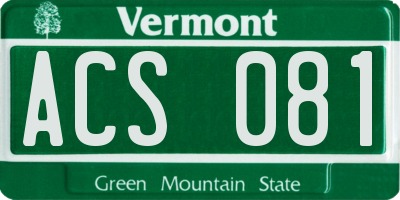 VT license plate ACS081
