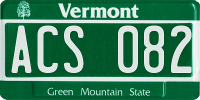 VT license plate ACS082