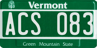 VT license plate ACS083