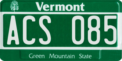 VT license plate ACS085