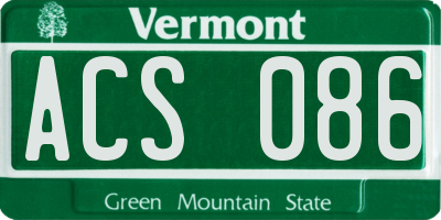 VT license plate ACS086