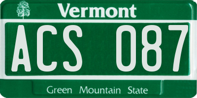 VT license plate ACS087