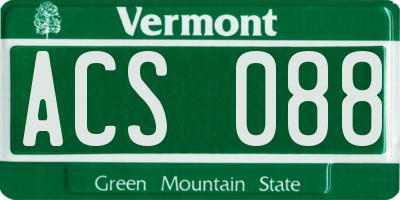VT license plate ACS088
