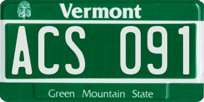 VT license plate ACS091