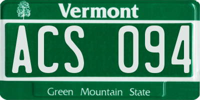 VT license plate ACS094
