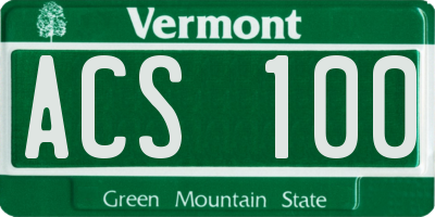 VT license plate ACS100
