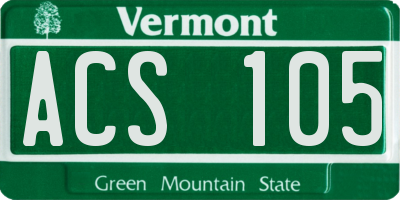 VT license plate ACS105