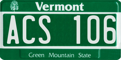 VT license plate ACS106