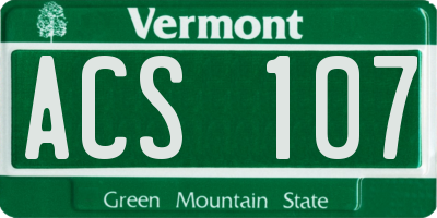 VT license plate ACS107