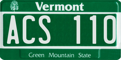 VT license plate ACS110