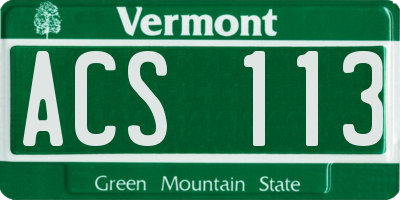 VT license plate ACS113