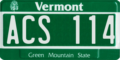 VT license plate ACS114