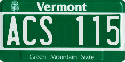 VT license plate ACS115