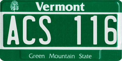 VT license plate ACS116