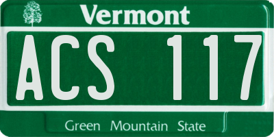 VT license plate ACS117