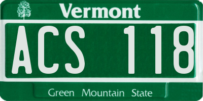 VT license plate ACS118