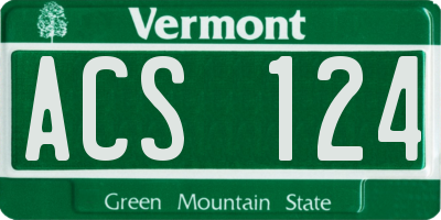 VT license plate ACS124