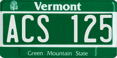 VT license plate ACS125