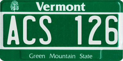 VT license plate ACS126
