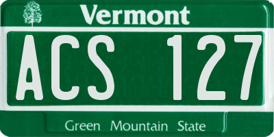 VT license plate ACS127