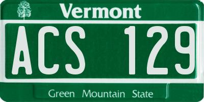 VT license plate ACS129