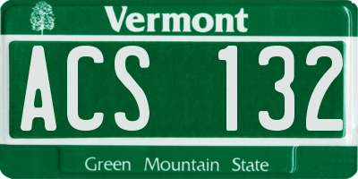 VT license plate ACS132