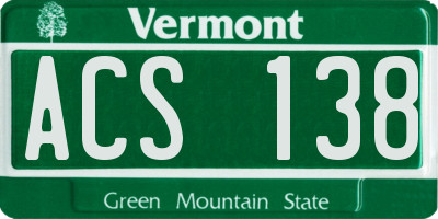 VT license plate ACS138