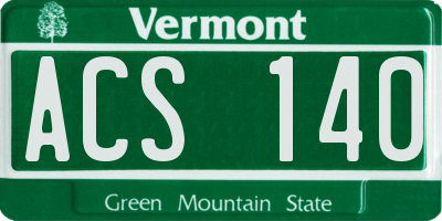 VT license plate ACS140