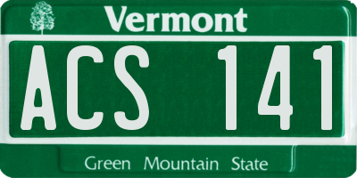 VT license plate ACS141