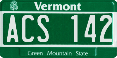 VT license plate ACS142