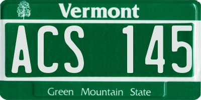 VT license plate ACS145