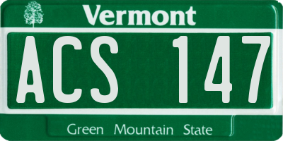 VT license plate ACS147