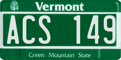 VT license plate ACS149