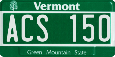 VT license plate ACS150