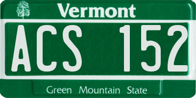 VT license plate ACS152