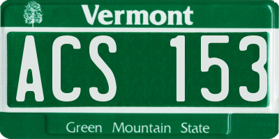 VT license plate ACS153