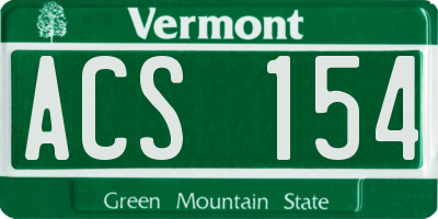 VT license plate ACS154