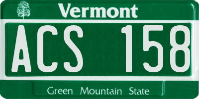 VT license plate ACS158