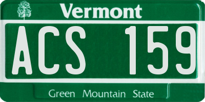 VT license plate ACS159
