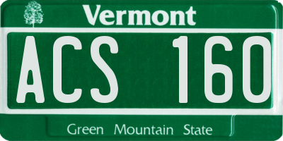 VT license plate ACS160