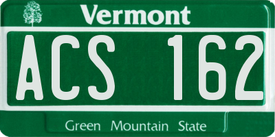 VT license plate ACS162