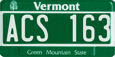 VT license plate ACS163