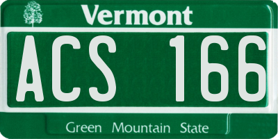 VT license plate ACS166