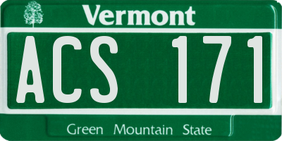 VT license plate ACS171