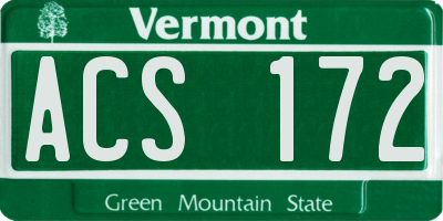 VT license plate ACS172
