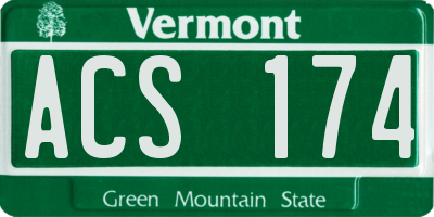 VT license plate ACS174