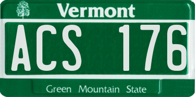 VT license plate ACS176