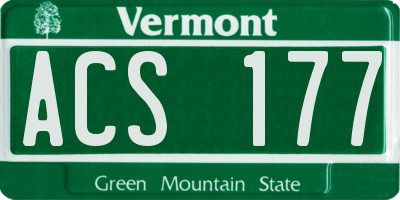 VT license plate ACS177